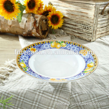 12 Inches Fine Porcelain Pasta Plate of Lemon Fragrance
